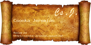 Csonka Jeremiás névjegykártya